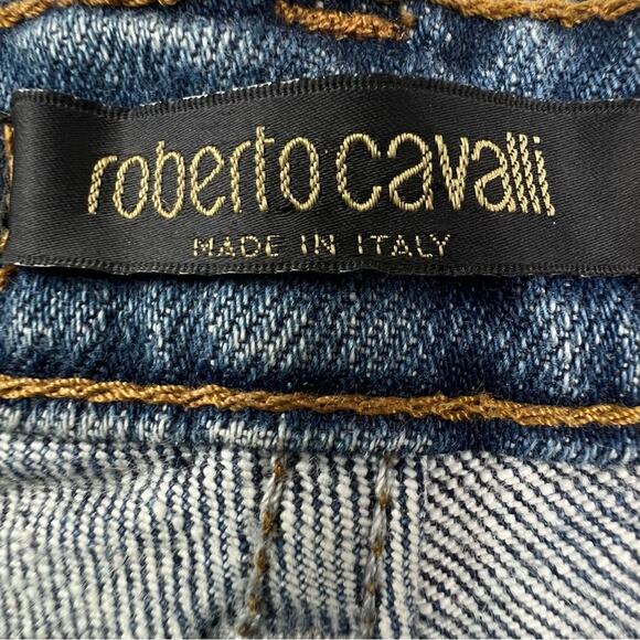 Roberto Cavalli Womens Italian Double Tuxedo Striped Jeans XL Kick Flared Italy - Picture 16 of 16